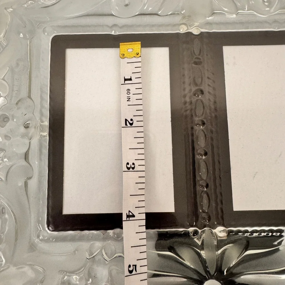 Mikasa Crystal Floral/Grapes Picture Frame Duet Double Photos Vintage Tabletop